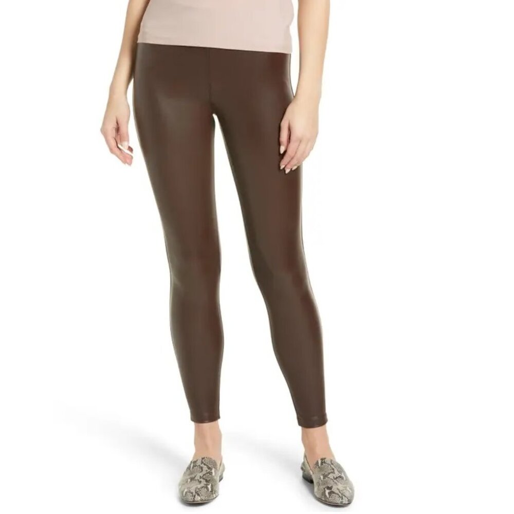 Nordstrom Faux Leather Leggings in Brown Coffee Sz XL